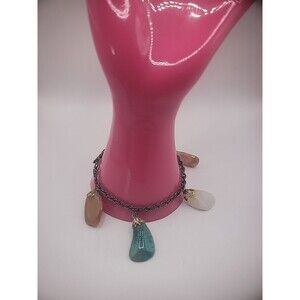 VintageBracelet  925 Sterling Silver Chain Stones Blue White Jewelry Fine